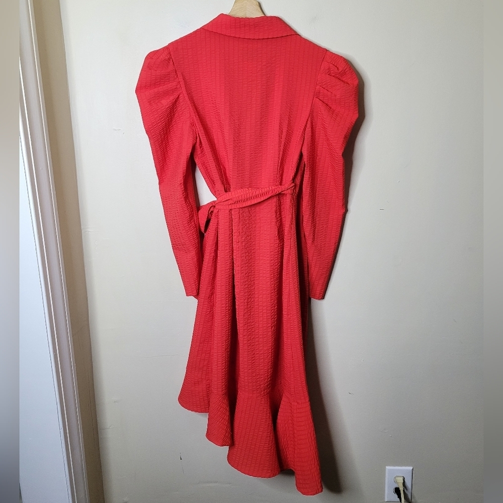 C/MEO Collective Wrap Dress In Red Asymmetrical Hem Size S - Picture 6 of 11